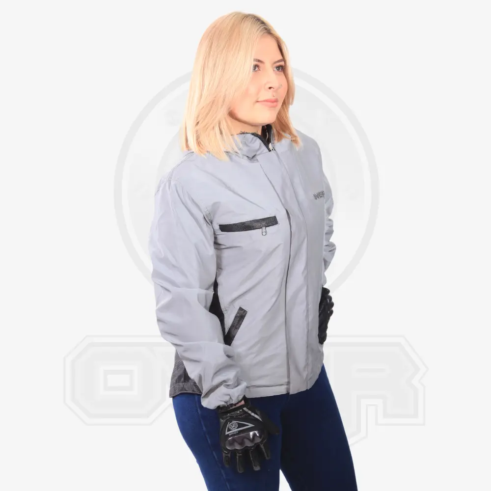 Chaqueta Impermeable Doble Faz Reflectiva Over 100% Azul Rey Dama